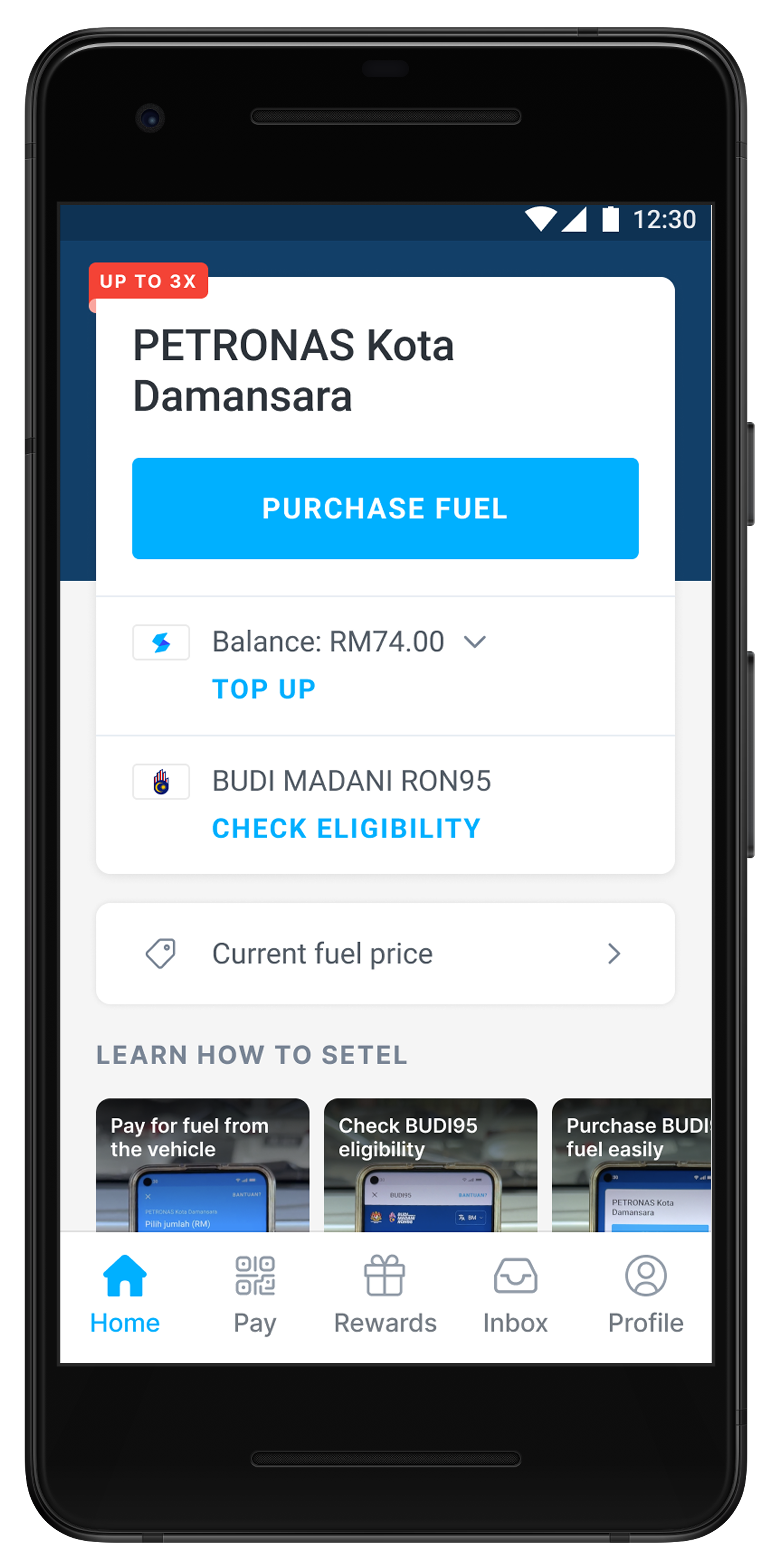 Setel Lite - step screen 1