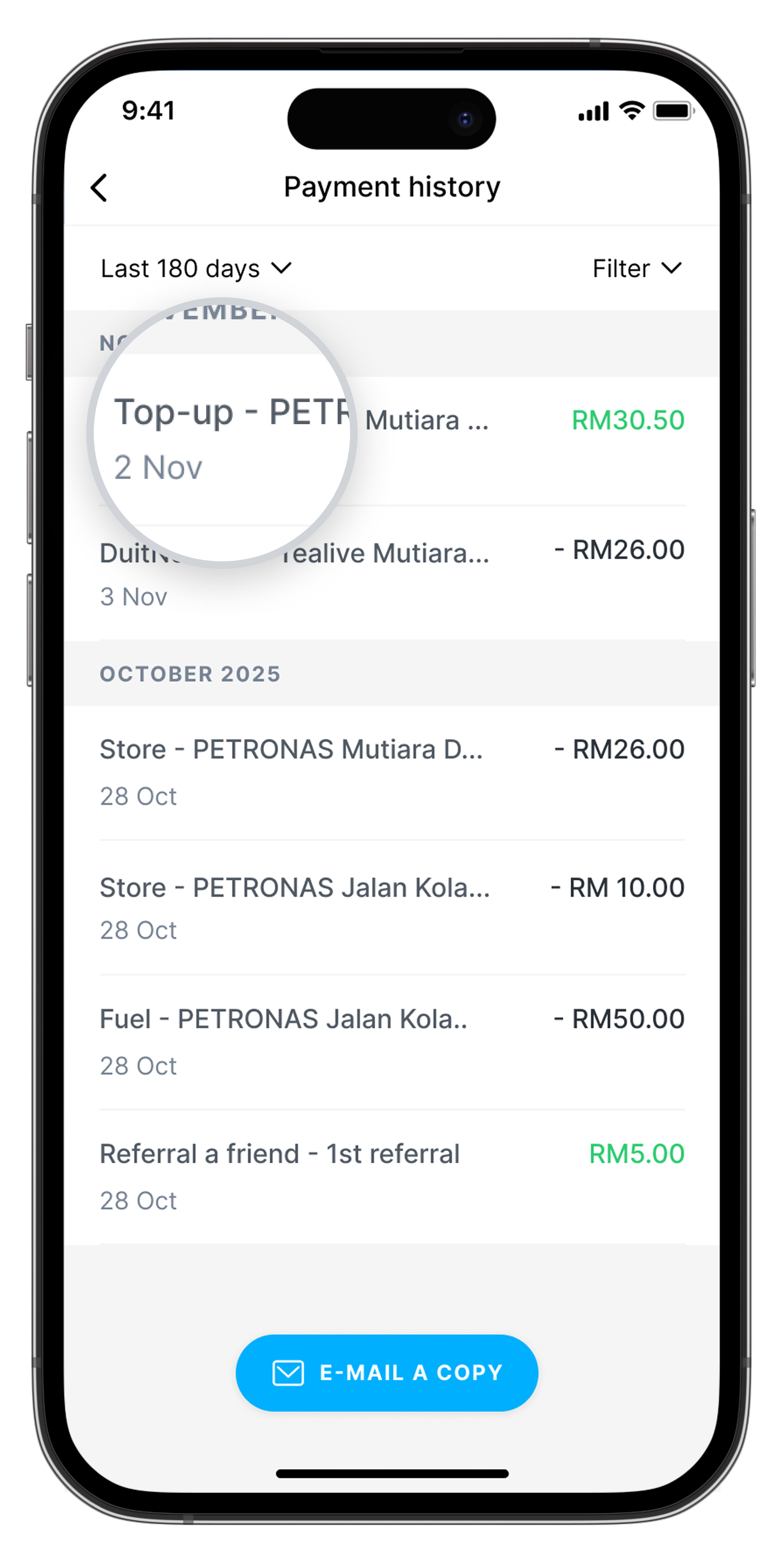Top-up transaction screen